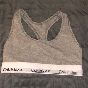 Calvin Klein Branded Gray Sports Bra